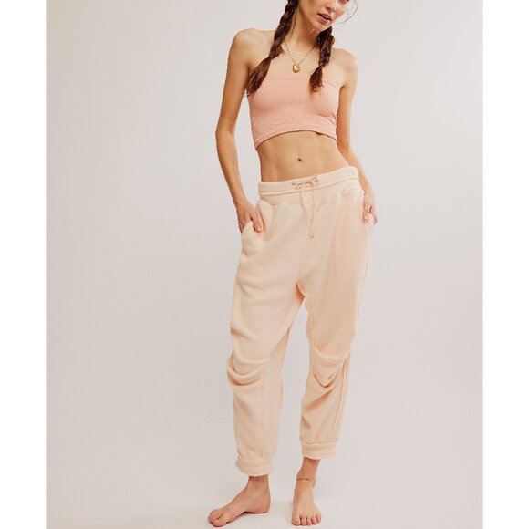 FREE PEOPLE Day Off Fleece Joggers / Tender Peach - Picture 2 of 6